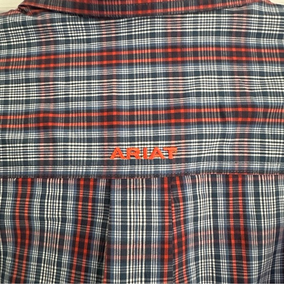 Size L Ariat Pro Mens Red White Blue Plaid Button Down Shirt - Picture 6 of 7